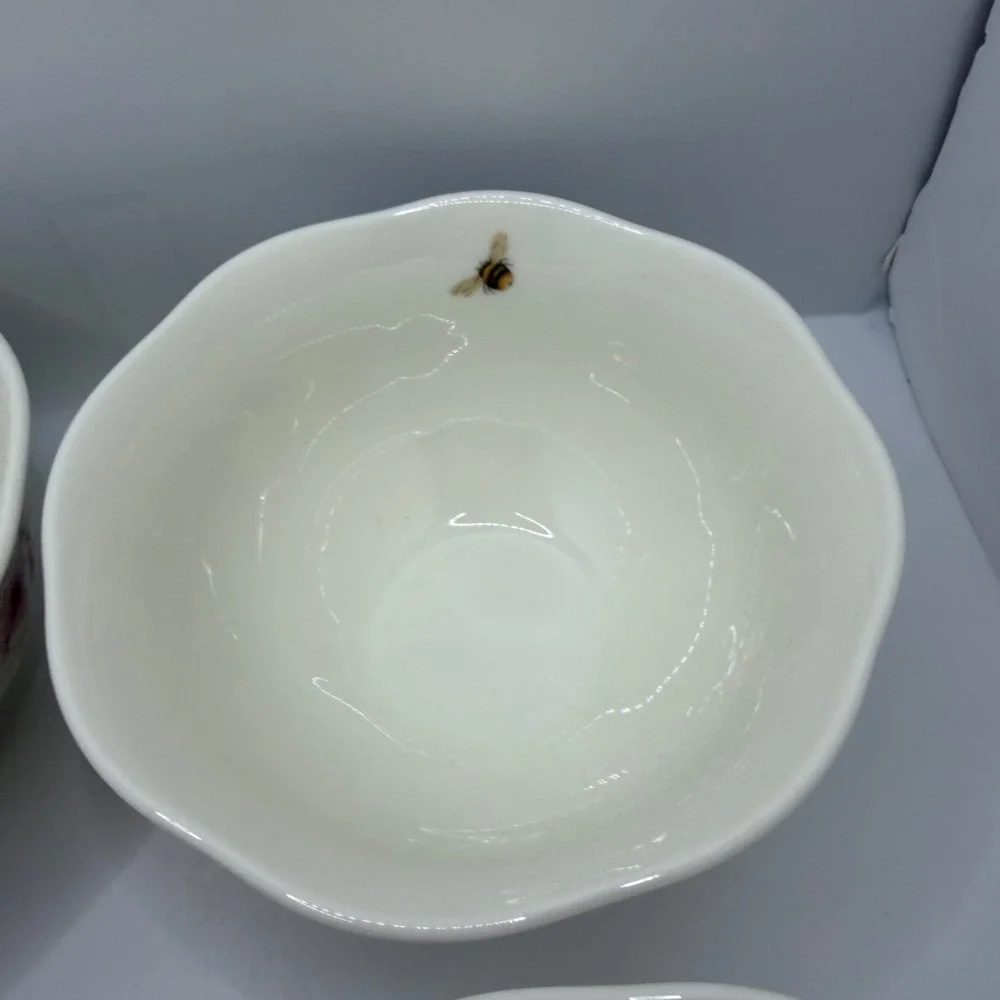 Set of 4 Lenox Butterfly Meadow‎ Hydrangea Bowls Porcelain Floral Butterfly 5.5